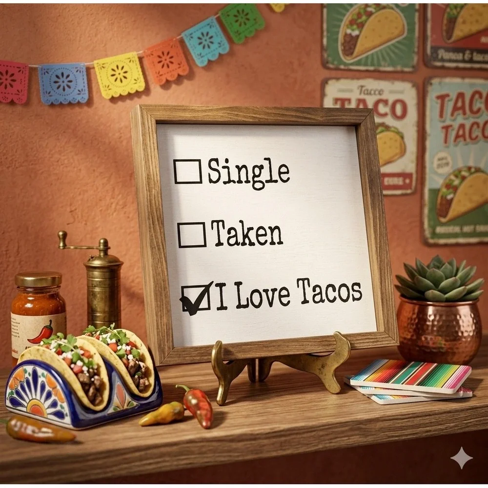 Driftless Studios I Love Tacos Wooden Box Sign Handmade Rustic Home Decor 6x6